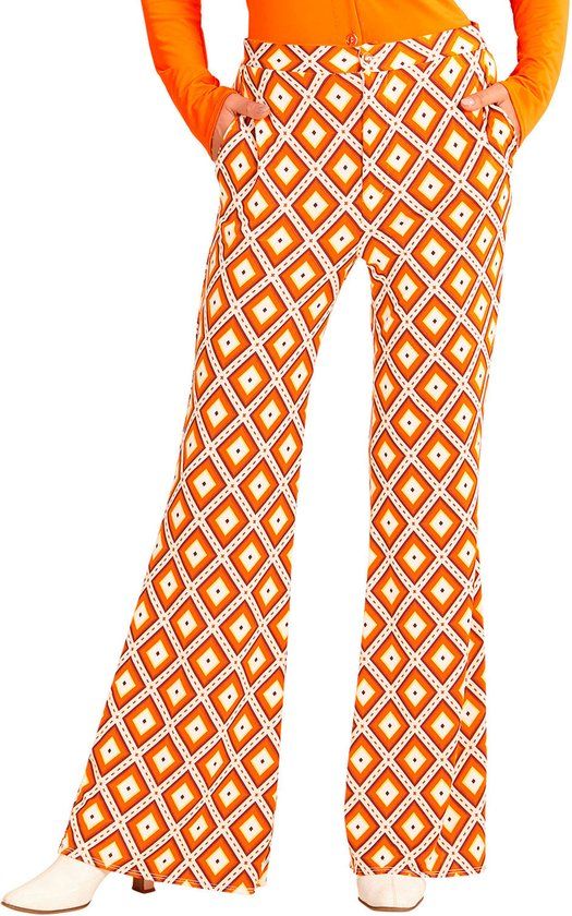 WIDMANN Retro 70s Groovy Broek voor Vrouwen - S/M - Hippie Kostuum