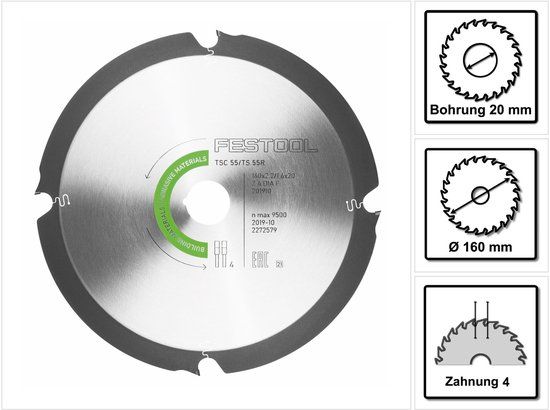 Festool 201910 Diamant Cirkelzaagblad - 160 x 20 x 4T - Gips - 4014549274439