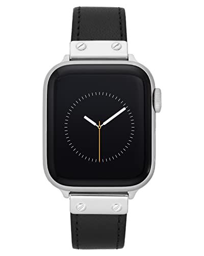Anne Klein Lederen Modeband voor Apple Watch 38/40/41mm Zwart/Zilver