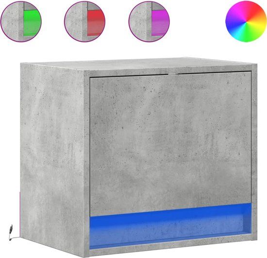 vidaXL Nachtkastjes met LED's - 2 stuks - Wandgemonteerd - Betongrijs