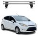 Omac Barres de toit transversales en aluminium pour Ford Fiesta Mk6 2009-2013 Pre-fl – Antivol – Rainure en T – Testées City Crash – Charge max 50 kg Argent