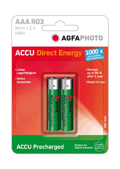 AgfaPhoto Direct Energy AAA NiMH 950mAh Oplaadbare Batterijen - Groen