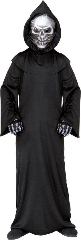 Halloween Grim Reaper Kinderkostuum - Zwart - Maat 140