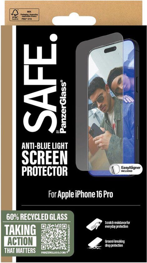 PanzerGlass SAFE by PanzerGlass EyeScreenprotector Ultra Wide Fit met applicator geschikt voor Apple iPhone 16 Pro