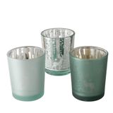 Boltze Home windlicht sagel h6,5cm glas lichtgroenzilver 3 assort