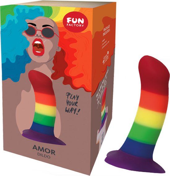 Fun Factory Amor Dildo met Zuignap Regenboog Kleuren Pride Edition