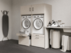 Meuble WASHING 2 machines côte à côte cachemire avec 2 surmeubles