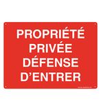 AUA SIGNALETIQUE - Voorgeboorde plaat (4 gaten) met afgeronde hoeken - hard pvc 1,5 mm - (420 x 300 mm, eigendom privé-afweer)
