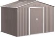 Maison de jardin Métal - 277 x 195 x 192 cm - Toit en fibre de verre - Porte coulissante - Structure de plancher renforcée (sans plancher) - Gris