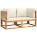 Banc de jardin en bois d'acacia et corde, banc d'angle avec coussins 2 pièces