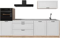 Vicco Complete keukeneenheid R-Line, Wit landelijk/Goudkleurig Eiken, 280 cm marmer werkblad