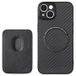 Coque en fibre de carbone pour iPhone 15 avec porte-cartes - Noir