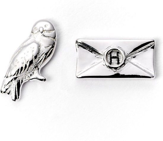 Harry Potter The Carat Shop Harry Potter Hedwig Uil en Brief Oorknopjes - Zilverkleurig