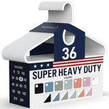 Super Icecat Super zware witte plastic hangers, in de VS gemaakte langdurige buisvormige hangers voor volwassenen in zwaar en superzwaar, set van 36