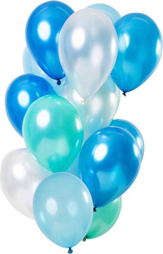 Folat Ballonnen Blue Azure Metallic 30cm - 15 stuks