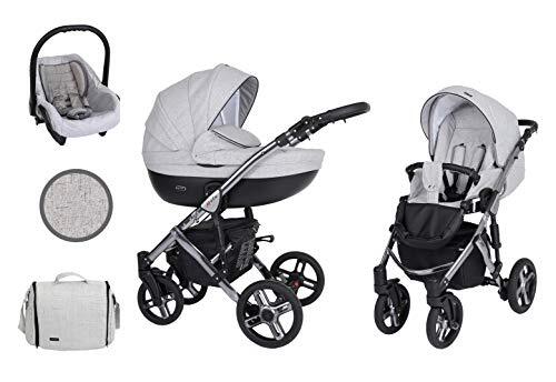 Lux4Kids Kinderwagen 3in1 2in1 Isofix kinderwagen set + accessoires Kleurselectie Mila Premium Silver van ChillyKids Silver 06 3in1 (inclusief autostoeltje)