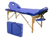 QUIRUMED Elite Inklapbare Houten Massagetafel, Blauw, 194 x 70 cm