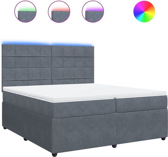 vidaXL Boxspring met matras - fluweel - donkergrijs - 200x200 cm