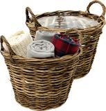 Van der Leeden Opbergmand Twijg - 2x - bruin - rond - 30 x 23 cm