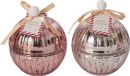 J-Line Kerstbalkaars - glas - lichtroze/oudroze - large - assortiment van 2