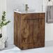Hudson Reed Cluo Meuble lavabo – 60 cm – Chêne foncé – Avec lavabo – Poignées invisibles or brossé – Design moderne