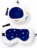Relaxeazzz Ruimtevaart knuffel/reiskussen/slaapmasker - 2-in-1 set - Wit