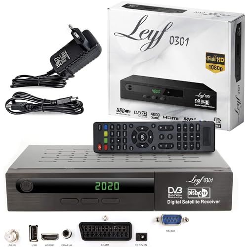 Leyf Satellite Receiver PVR - HD, DVB-S/S2, HDMI, SCART, USB, Full HD 1080p + HDMI cable