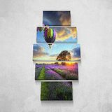 Homemania Afbeelding luchtballon 5 natuur en landschappen per woonkamer, meerkleurig, 100 x 3 x 60 cm, HM205PKNV-68, polyester, hout