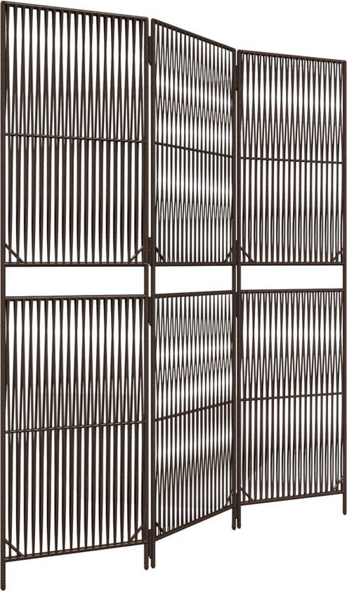 vidaXL Kamerscherm 3 panelen poly rattan bruin