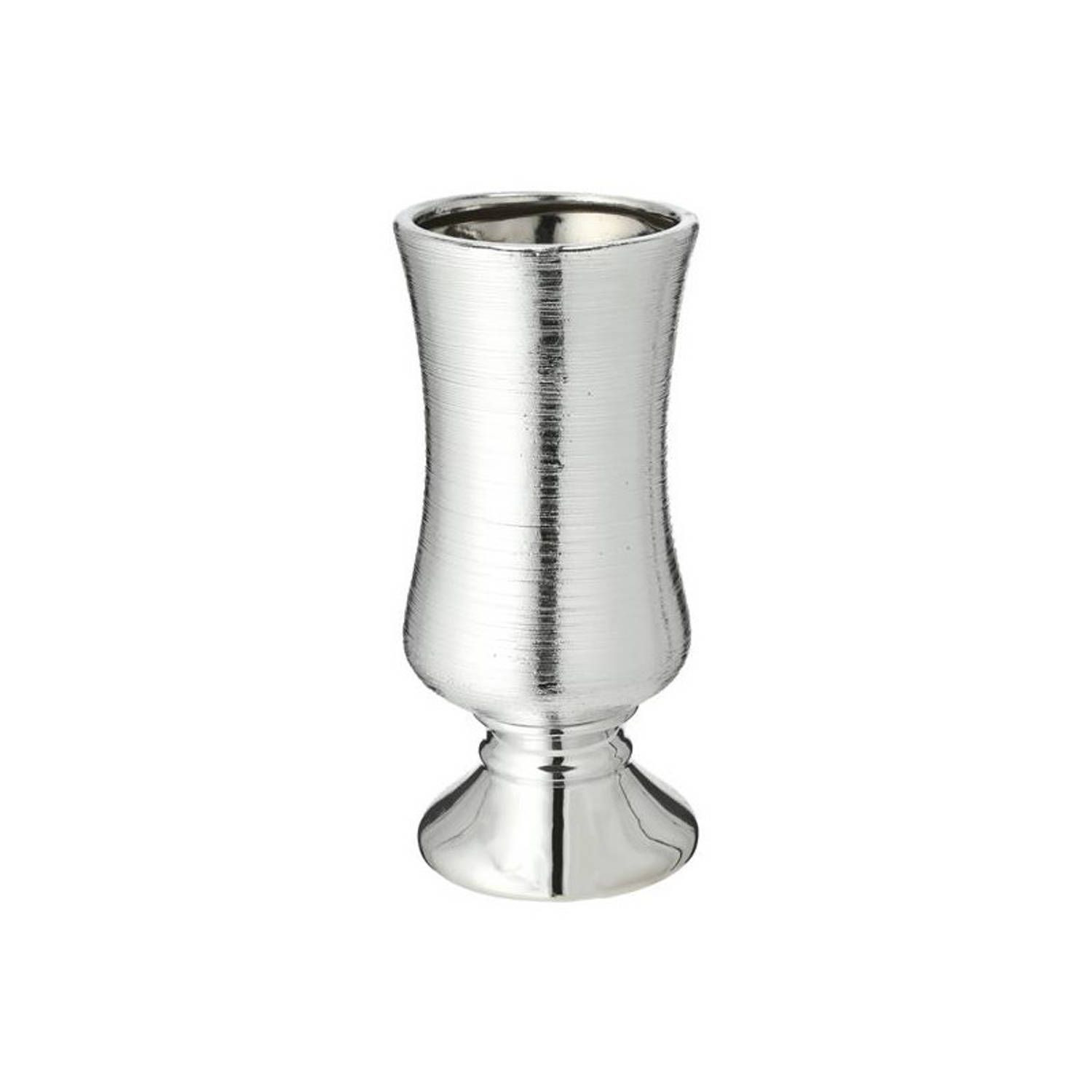 CEPEWA Bloemenvaas zilver keramiek 10,6 x 24,2 cm - Kelkvaas