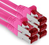 1aTTack.de 3.0m CAT6 LAN-netwerkkabel RJ45 1000 Mbit, 5 stuks - magenta