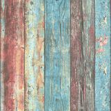 A.S. Création Behang Houtlook "Shabby Chic Style" - Kleurrijke plankenmotief - Industrieel behang