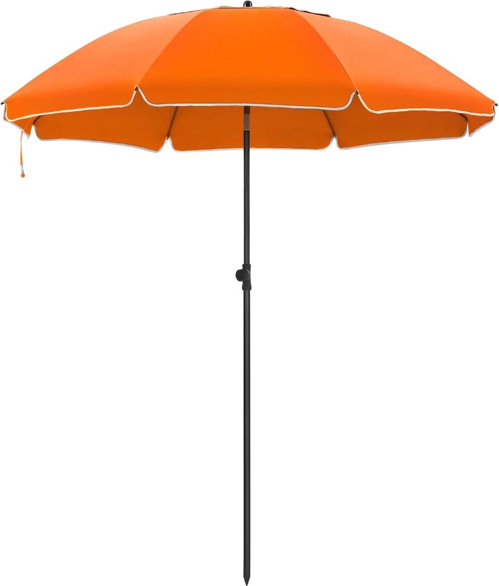 Acaza Parasol 180 cm diameter, rond / achthoekige strandparasol, knikbaar, kantelbaar, met draagtas - oranje