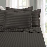 Elegant Comfort 6-delige Egyptische kwaliteit beddengoed dradenaantal 1500 vierkante meter, kreukvrij, gestreept, grijs