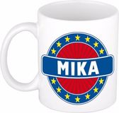 Bellatio Decorations - Mika voornaam - koffiemok - beker - wit/blauw - 300 ml