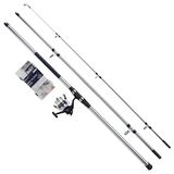 Shakespeare SALT Surf Slayer Comboset, hengel- en haspelcombinatie, spinning-combo inclusief hardcase tacklebox, kunstaas en eindtackel, zee - surfcasting vissen, blauw en wit, 4,20 m | 112-170 g