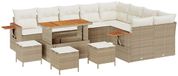 vidaXL Ensemble de jardin 13 pièces, 9 places, beige et crème, en polyrotin
