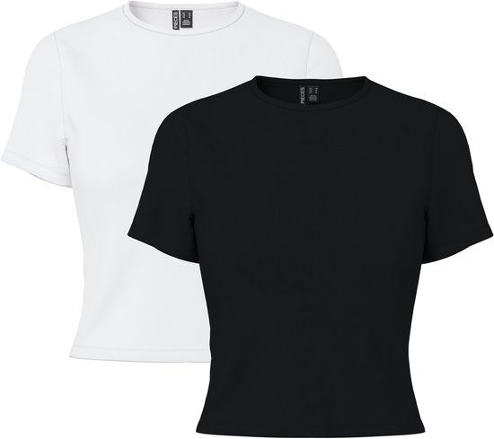 PIECES - PCAMELIA BABY TEE 2-PACK JRS NOOS BC - Meisjes - Blouses - Zwart - XXL