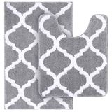 OLANLY Badkamertapijten set 2-delige microvezel baddouchemat en U-vormig toilettapijt, machinewasbaar droog, antislip absorberend ruig badtapijt voor bad, douche en badkamer (50,8 x 81 cm x 50,8 x 60