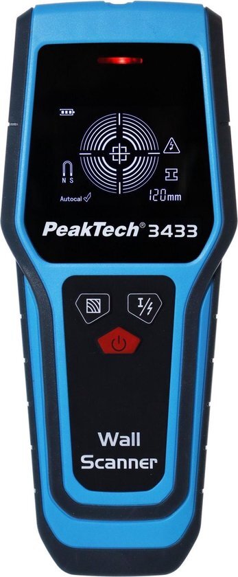 Peaktech 3433 - Digitale materiaal- en leidingzoeker voor het opsporen van leidingen, metaal of hout in wanden.