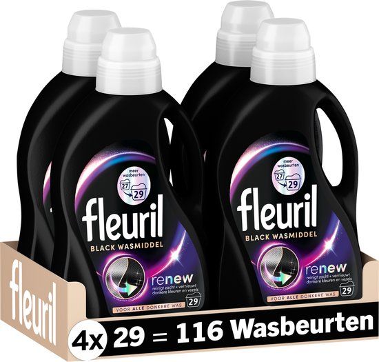 Fleuril Black - Vloeibaar Wasmiddel - Donkere was - Voordeelverpakking - 4x29 Wasbeurten