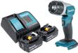 Makita DML 808 ST snoerloze handlamp 14,4 / 18 V 190 lm LED + 2x oplaadbare accu 5,0 Ah + oplader