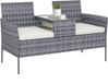 Outsunny Canapé 2 places avec table basse intégrée - Résine tressée - 135x64x81cm - Gris