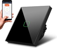 Maclean Smart WiFi Touch Light Switch - Glass Touch Wall Switch - Compatible with Tuya App - Black