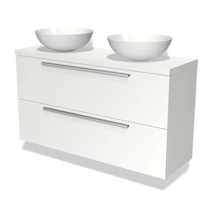 Maxaro Badkamermeubel Modulo Plato Slim Mat Wit 120cm 2 Lades