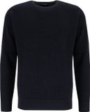 OLYMP Casual modern fit trui structuur - katoenmengsel - O-hals - marine blauw
