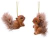 Merkloos / Sans marque Decoris Kersthangers eekhoorns - 8 stuks - bruin - 6 cm - polyester