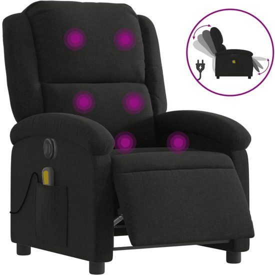 vidaXL Massagestoel elektrisch verstelbaar stof zwart
