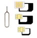 SimKa Germany Nano SIM en Micro SIM kaarten adapter set voor smartphone, mobiele telefoon en tablet: 4 in 1 complete set, mini set met klikbeveiliging, 100% passend, nano naar micro, nano naar standaard, micro naar standaard