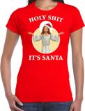 Bellatio Decorations Shoppartners Bv Holy shit its Santa Kerstshirt Rood Dames L